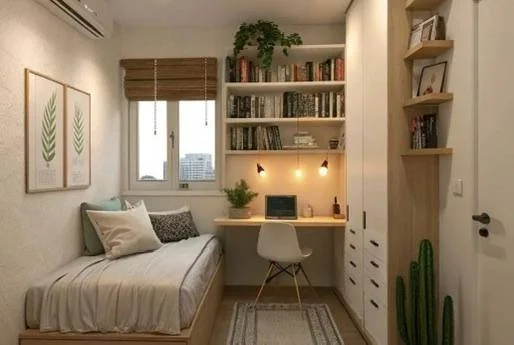ide dekorasi kamar tidur sempit minimalis yang estetik dan murah